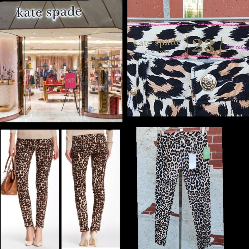 $228 New 23 women KATE SPADE Broome Street leopard skinny jean 23x30